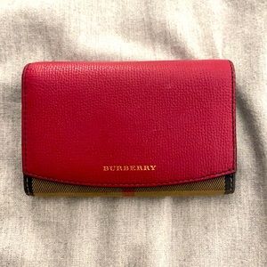 Red Burberry Wallet (red leather with house check)